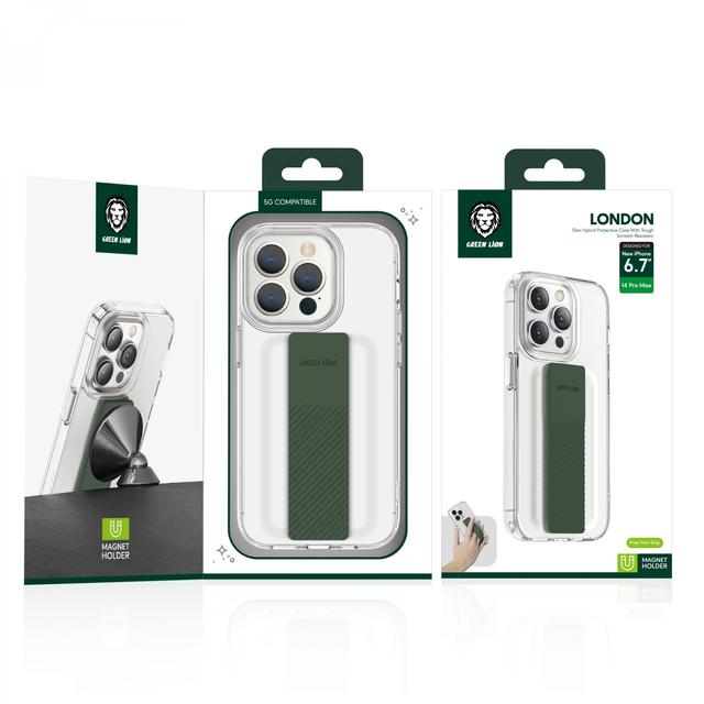 Green Lion Green London Slim Hybrid Case with Elastic Grip Band for iPhone 14 ( 6.1" ) - Purple [ GNLC14PL ] - SW1hZ2U6MTM3MzcyNw==
