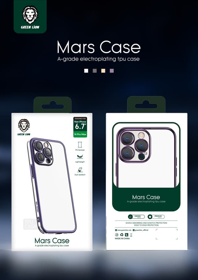 كفر ايفون 6,1 بوصة مقاوم للخدوش بنفسجي غرين Green Mars Electroplating TPU Case for iPhone 14 Pro ( 6.1" )