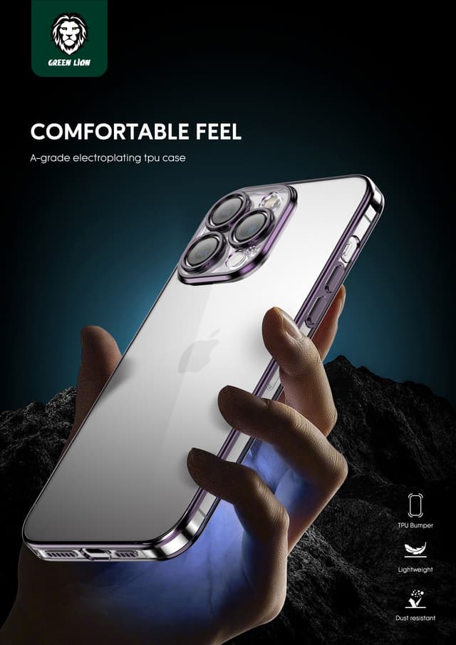 كفر ايفون 6,1 بوصة مقاوم للخدوش بنفسجي غرين Green Mars Electroplating TPU Case for iPhone 14 Pro ( 6.1" )