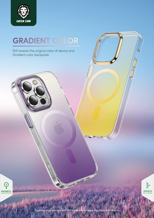 Green Rainbow Magsafe Case for iPhone 14 Pro (6.1") - Gold