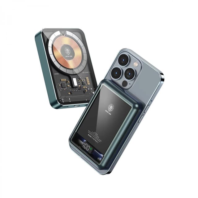 Green Lion Green Transparent Magsafe Power Bank 10000mAh ( QC 22.5W + PD 20W ) 15W - Black [ GNTPMGPBBK ]