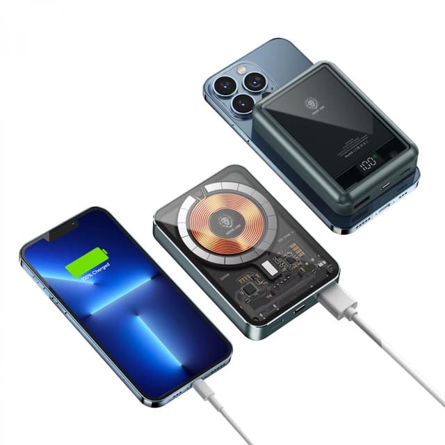 Green Lion Green Transparent Magsafe Power Bank 10000mAh ( QC 22.5W + PD 20W ) 15W - Black [ GNTPMGPBBK ]