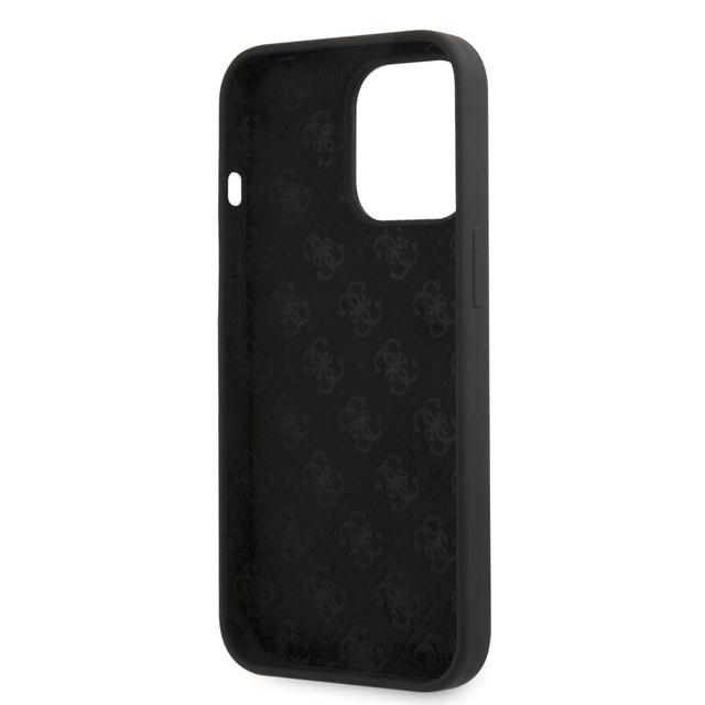 Guess Liquid Silicone Case With Gold Metal Logo Script For iPhone 13 Pro (6.1") - Black [ GUHCP13LLSLMGBK ] - SW1hZ2U6MTM4Mjk5Mg==