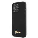 Guess Liquid Silicone Case With Gold Metal Logo Script For iPhone 13 Pro (6.1") - Black [ GUHCP13LLSLMGBK ] - SW1hZ2U6MTM4Mjk5NA==