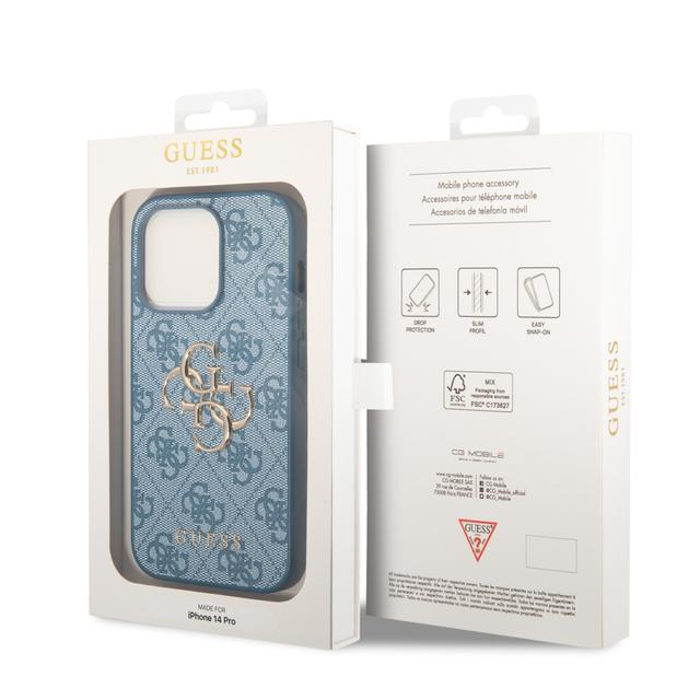 Guess PU 4G Big Metal Logo Hard Case for iPhone 14 Pro (6.1") - Blue [ GUHCP14L4GMGBL ] - SW1hZ2U6MTM4NDY1Nw==