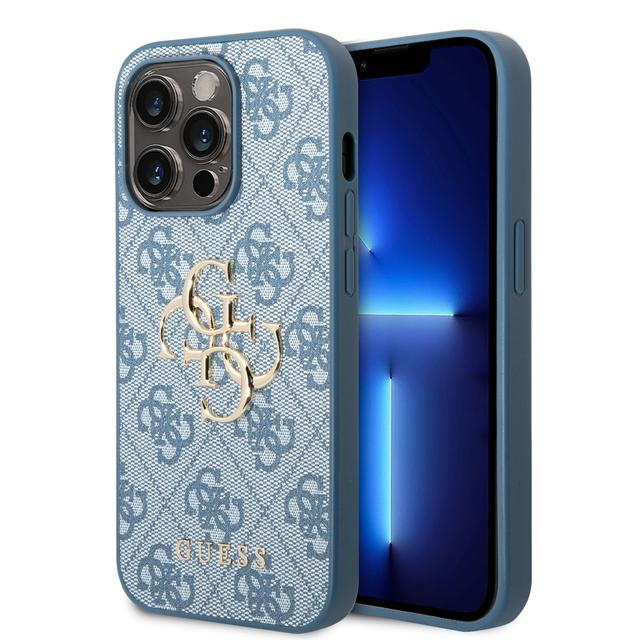 Guess PU 4G Big Metal Logo Hard Case for iPhone 14 Pro (6.1") - Blue [ GUHCP14L4GMGBL ] - SW1hZ2U6MTM4NDY2Nw==