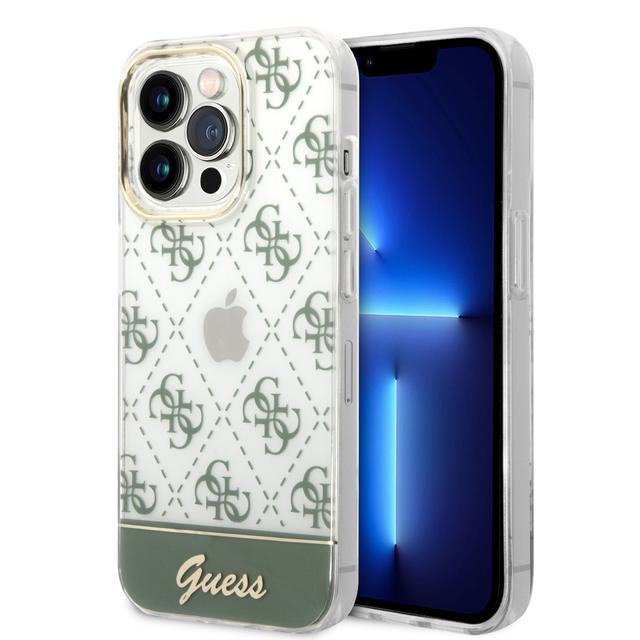 Guess 4G Electro Script Hard Case for iPhone 14 Pro (6.1") - Kaki [ GUHCP14LHG4MHA ] - SW1hZ2U6MTM4NTEzMA==