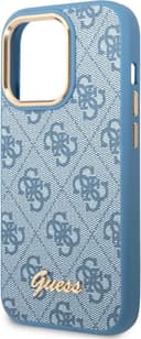 كفر ايفون 14 برو أزرق جيس Guess PC/TPU 4G PU Case With Metal Camera Outline & Buttons For iPhone 14 Pro Blue