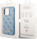 كفر ايفون 14 برو أزرق جيس Guess PC/TPU 4G PU Case With Metal Camera Outline & Buttons For iPhone 14 Pro Blue