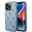 كفر ايفون 14 برو أزرق جيس Guess PC/TPU 4G PU Case With Metal Camera Outline & Buttons For iPhone 14 Pro Blue