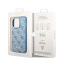 كفر ايفون 14 برو أزرق جيس Guess PC/TPU 4G PU Case With Metal Camera Outline & Buttons For iPhone 14 Pro Blue