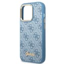 كفر ايفون 14 برو أزرق جيس Guess PC/TPU 4G PU Case With Metal Camera Outline & Buttons For iPhone 14 Pro Blue