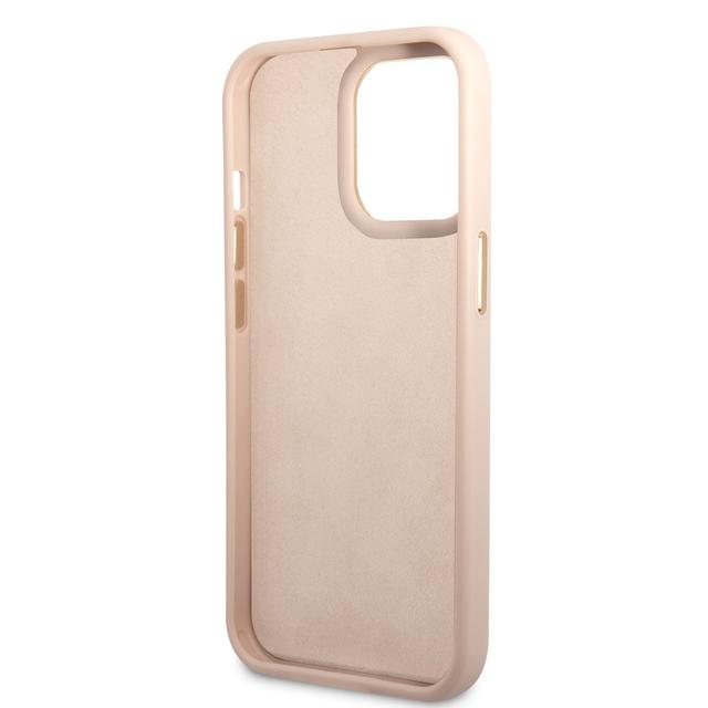 Guess PC/TPU 4G PU Case With Metal Camera Outline & Buttons For iPhone 14 Pro - Pink [ GUHCP14LHG4SHP ] - SW1hZ2U6MTM4NDc0MQ==