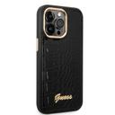 Guess Pu Croco Case With Metal Camera Outline For iPhone 14 Pro - Black [ GUHCP14LHGCRHK ] - SW1hZ2U6MTM4NTA1OQ==