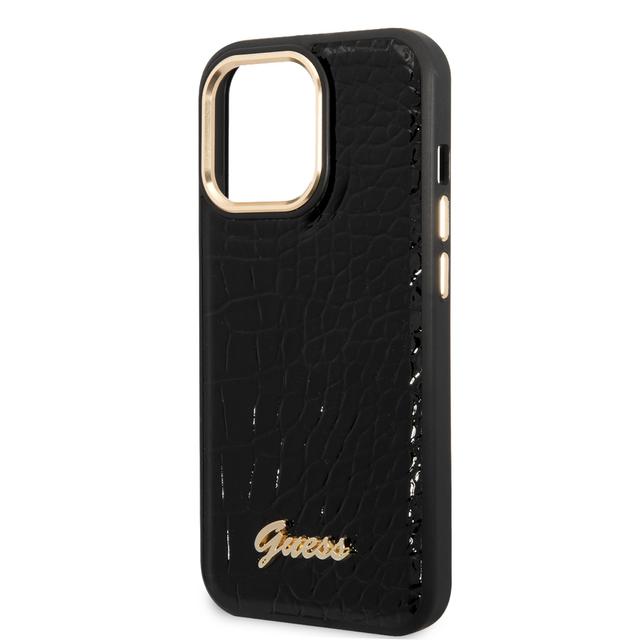 Guess Pu Croco Case With Metal Camera Outline For iPhone 14 Pro - Black [ GUHCP14LHGCRHK ] - SW1hZ2U6MTM4NTA2NQ==