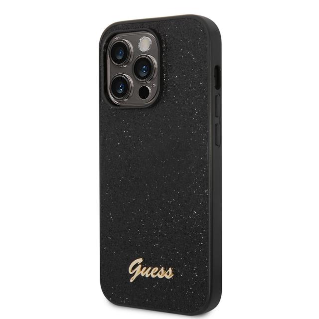 Guess PC/TPU Glitter Script Hard Case for iPhone 14 Pro (6.1") - Black [ GUHCP14LHGGSHK ] - SW1hZ2U6MTM4NDIyNA==