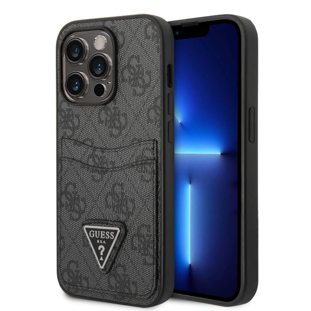 Guess 4G Double Card Triangle Hard Case for iPhone 14 Pro (6.1") - Black [ GUHCP14LP4TPK ] - SW1hZ2U6MTM4NDE1MQ==