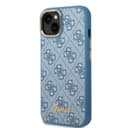 كفر ايفون 14 بلس أزرق جيس Guess PC/TPU 4G PU Case With Metal Camera Outline & Buttons For iPhone 14 Plus Blue