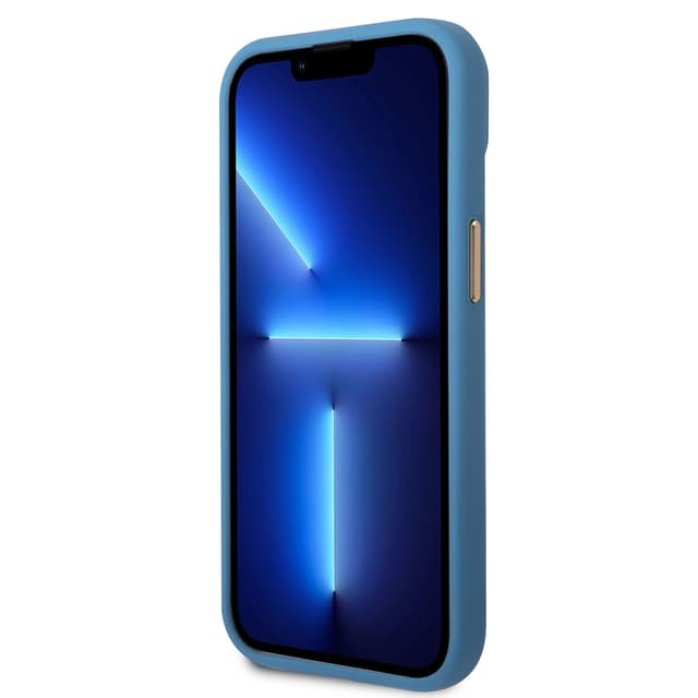 كفر ايفون 14 بلس أزرق جيس Guess PC/TPU 4G PU Case With Metal Camera Outline & Buttons For iPhone 14 Plus Blue