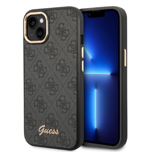 Guess PC/TPU 4G PU Case With Metal Camera Outline & Buttons For iPhone 14 Plus - Black [ GUHCP14MHG4SHK ] - SW1hZ2U6MTM4NjM0Nw==