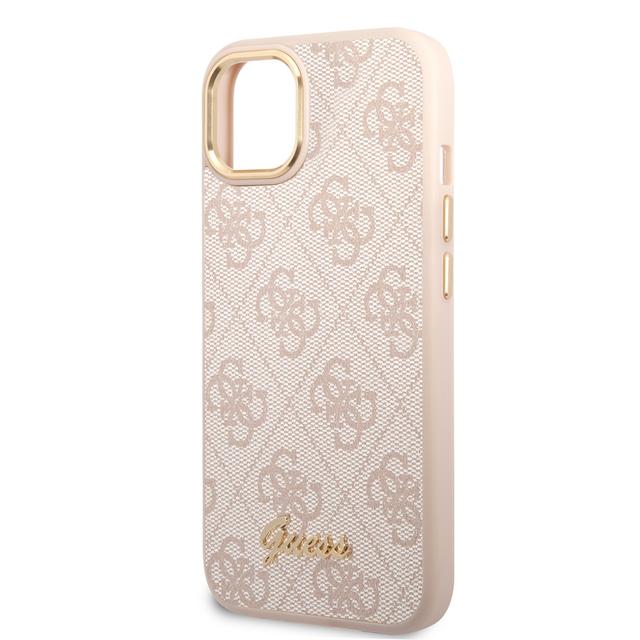 Guess PC/TPU 4G PU Case With Metal Camera Outline & Buttons For iPhone 14 Plus - Pink [ GUHCP14MHG4SHP ] - SW1hZ2U6MTM4NjU1MQ==