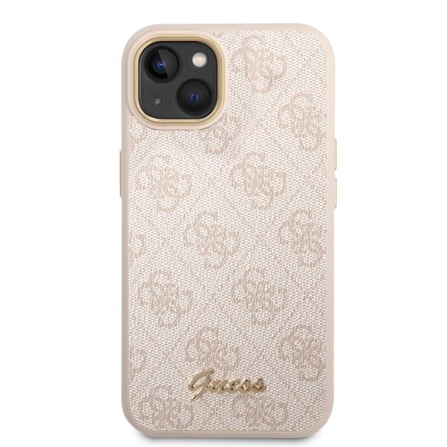 Guess PC/TPU 4G PU Case With Metal Camera Outline & Buttons For iPhone 14 Plus - Pink [ GUHCP14MHG4SHP ] - SW1hZ2U6MTM4NjU1OQ==