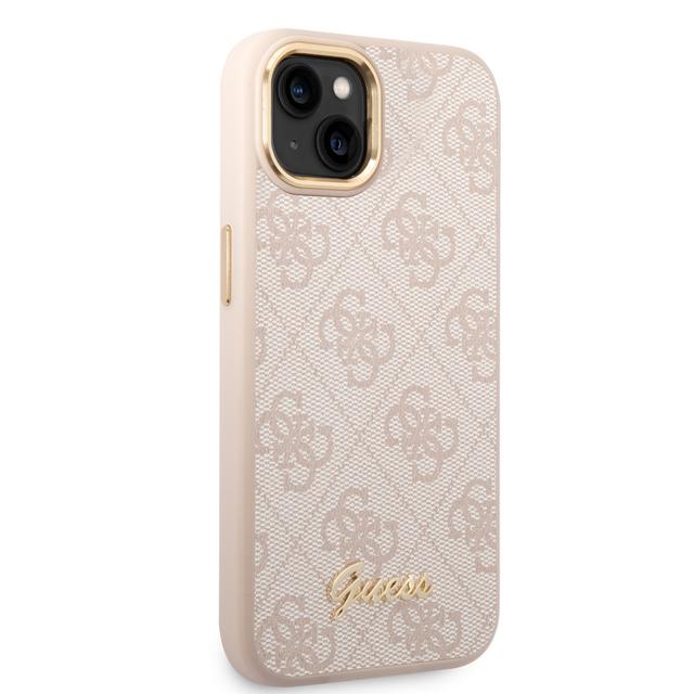 Guess PC/TPU 4G PU Case With Metal Camera Outline & Buttons For iPhone 14 Plus - Pink [ GUHCP14MHG4SHP ] - SW1hZ2U6MTM4NjU2MQ==