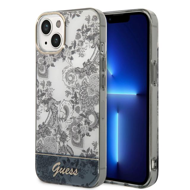 Guess PC/TPU IML Case With Double Layer Electroplated Camera Outline & Toile De Jouy For iPhone 14 Plus - Grey [ GUHCP14MHGPLHG ] - SW1hZ2U6MTM4NjI0Mw==