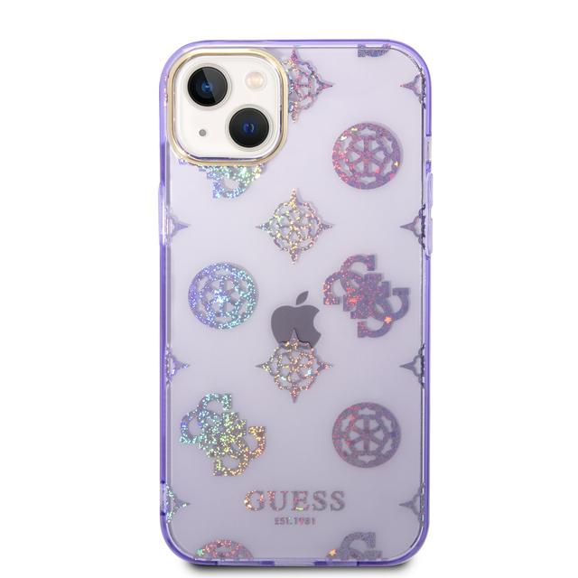 Guess PC/TPU IML Case With Electroplated Camera Outline & Peony Glitter For iPhone 14 Plus (6.7") - Lilac [ GUHCP14MHTPPTL ] - SW1hZ2U6MTM4NjU2Ng==