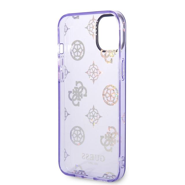 Guess PC/TPU IML Case With Electroplated Camera Outline & Peony Glitter For iPhone 14 Plus (6.7") - Lilac [ GUHCP14MHTPPTL ] - SW1hZ2U6MTM4NjU3Mg==