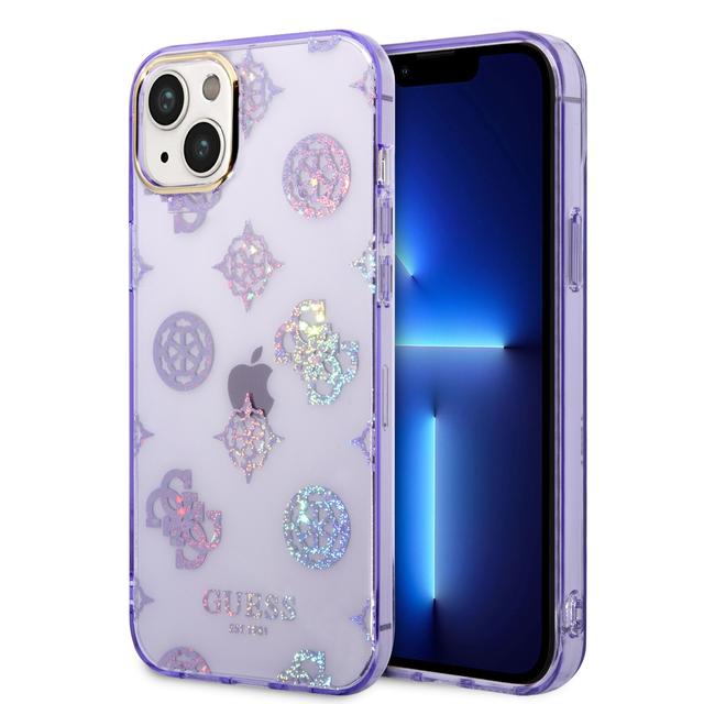 Guess PC/TPU IML Case With Electroplated Camera Outline & Peony Glitter For iPhone 14 Plus (6.7") - Lilac [ GUHCP14MHTPPTL ] - SW1hZ2U6MTM4NjU3Ng==