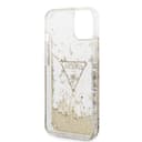 كفر ايفون 14 بلس شفاف جيس Guess Liquid Glitter Triangle Hard Case for iPhone 14 Plus Transparent
