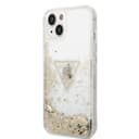 كفر ايفون 14 بلس شفاف جيس Guess Liquid Glitter Triangle Hard Case for iPhone 14 Plus Transparent