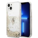 كفر ايفون 14 بلس شفاف جيس Guess Liquid Glitter Triangle Hard Case for iPhone 14 Plus Transparent