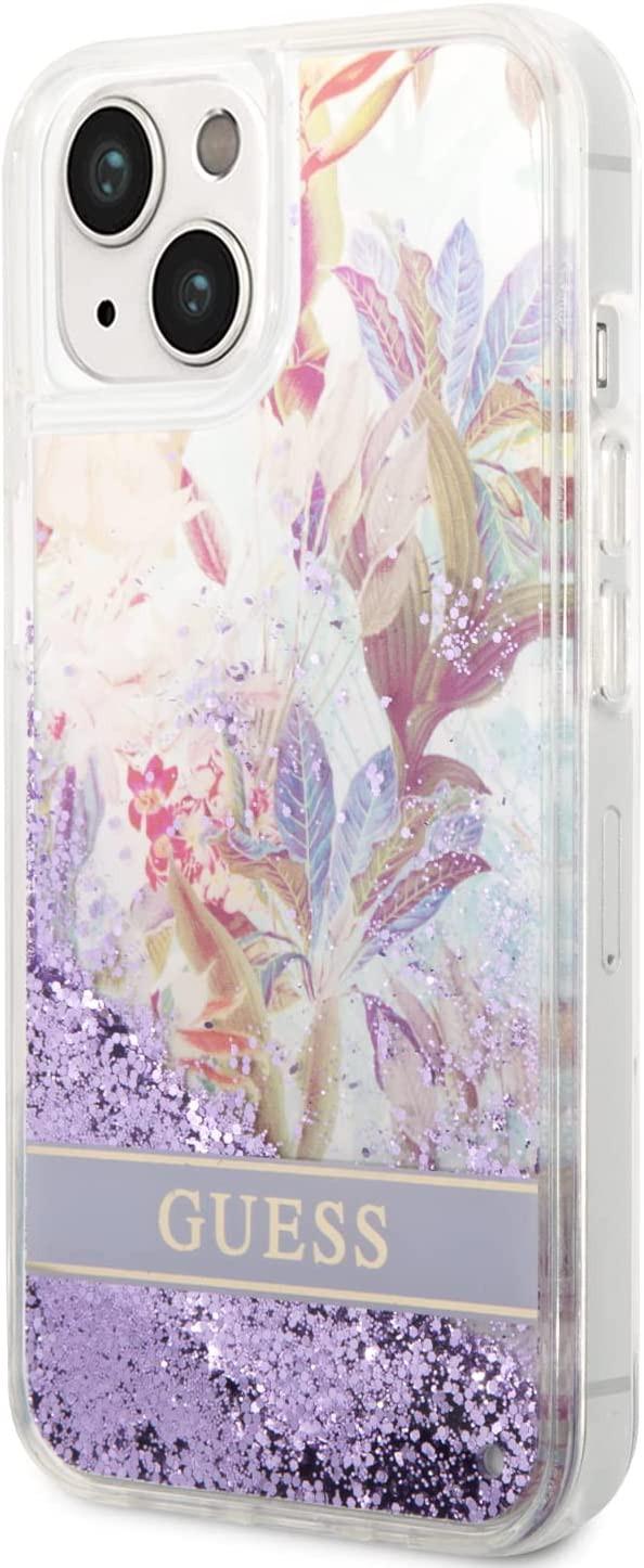 كفر ايفون 14 بلس بنفسجي جيس Guess Liquid Glitter Case With Flower Pattern For iPhone 14 Plus Purple - SW1hZ2U6MTM4NjczOQ==