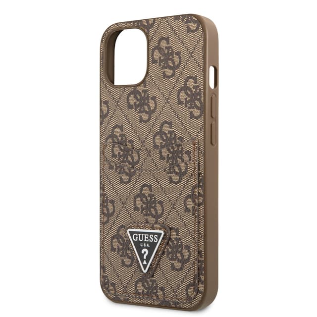 كفر ايفون 14 بلس بني جيس Guess 4G Double Card Triangle Hard Case for iPhone 14 Plus