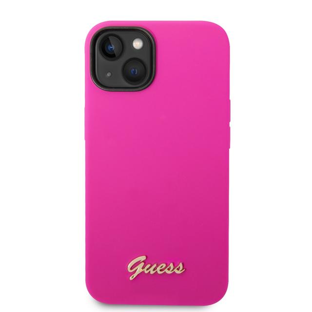 Guess Silicone PC Camera Script Logo Hard Case for iPhone 14 Plus (6.7") - Fuschia [ GUHCP14MSLSMF ] - SW1hZ2U6MTM4NjQwMg==