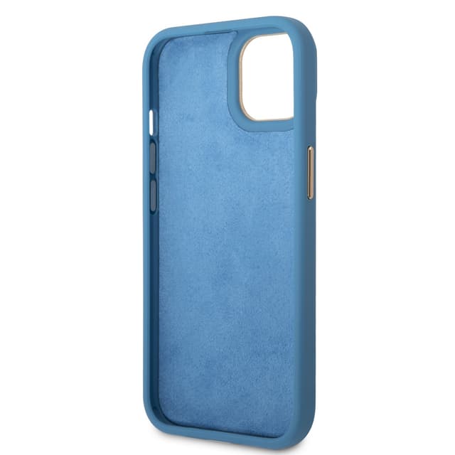 كفر ايفون 14 أزرق جيس Guess PC/TPU 4G PU Case With Metal Camera Outline & Buttons For iPhone 14 Blue