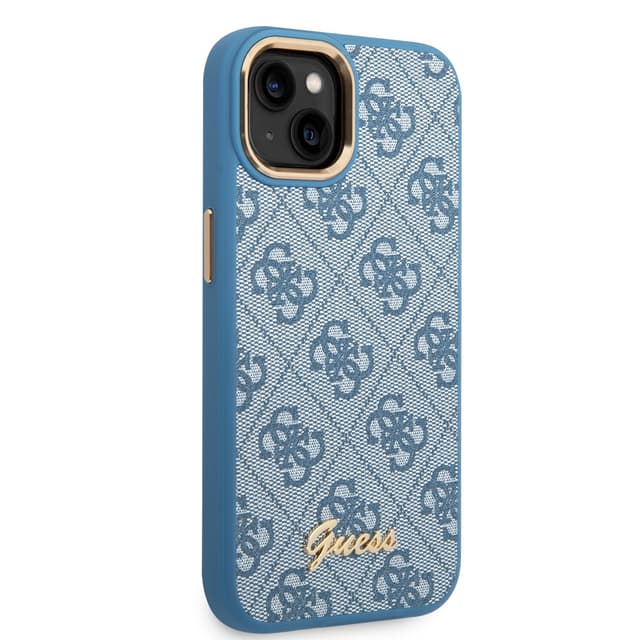 كفر ايفون 14 أزرق جيس Guess PC/TPU 4G PU Case With Metal Camera Outline & Buttons For iPhone 14 Blue