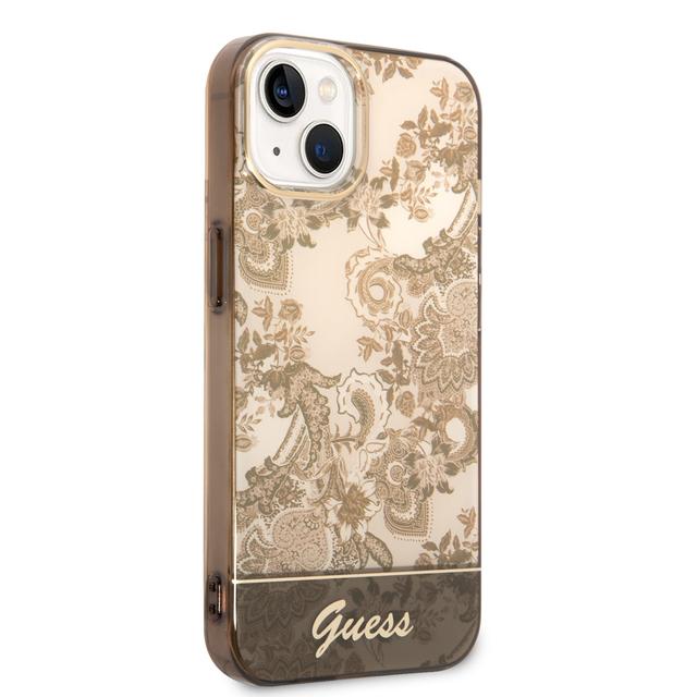 Guess PC/TPU IML Case With Double Layer Electroplated Camera Outline & Toile De Jouy For iPhone 14 - Ochre [ GUHCP14SHGPLHC ] - SW1hZ2U6MTM4MzI4NQ==