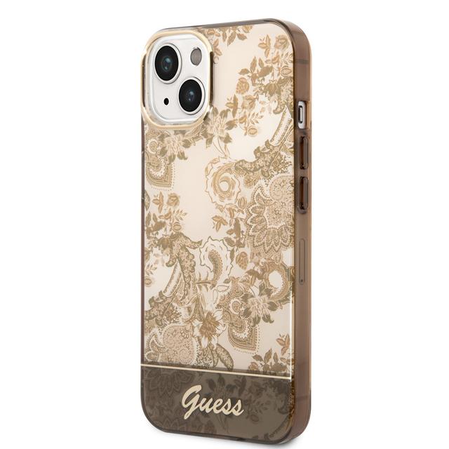 Guess PC/TPU IML Case With Double Layer Electroplated Camera Outline & Toile De Jouy For iPhone 14 - Ochre [ GUHCP14SHGPLHC ] - SW1hZ2U6MTM4MzI5NQ==