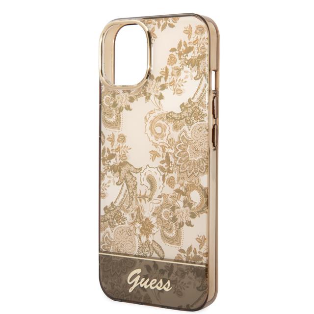 Guess PC/TPU IML Case With Double Layer Electroplated Camera Outline & Toile De Jouy For iPhone 14 - Ochre [ GUHCP14SHGPLHC ] - SW1hZ2U6MTM4MzI5Nw==