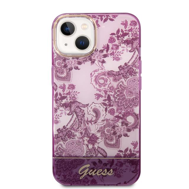 Guess PC/TPU IML Case With Double Layer Electroplated Camera Outline & Toile De Jouy For iPhone 14 - Fuschia [ GUHCP14SHGPLHF ] - SW1hZ2U6MTM4MzE3MQ==