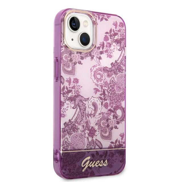 Guess PC/TPU IML Case With Double Layer Electroplated Camera Outline & Toile De Jouy For iPhone 14 - Fuschia [ GUHCP14SHGPLHF ] - SW1hZ2U6MTM4MzE3NQ==