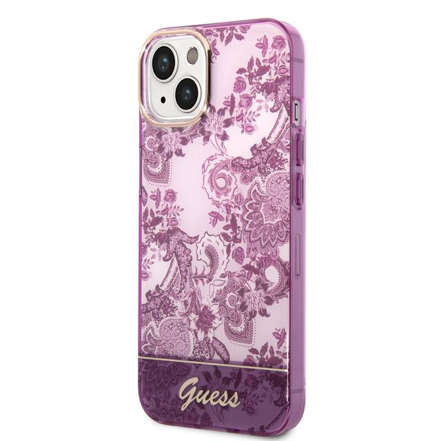 Guess PC/TPU IML Case With Double Layer Electroplated Camera Outline & Toile De Jouy For iPhone 14 - Fuschia [ GUHCP14SHGPLHF ] - SW1hZ2U6MTM4MzE3OQ==