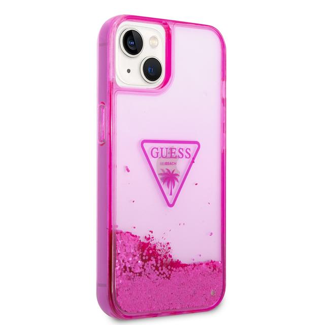 Guess Liquid Glitter Triangle Hard Case for iPhone 14 (6.1") - Translucent Fuschia [ GUHCP14SLFCTPF ] - SW1hZ2U6MTM4MzQ2NA==