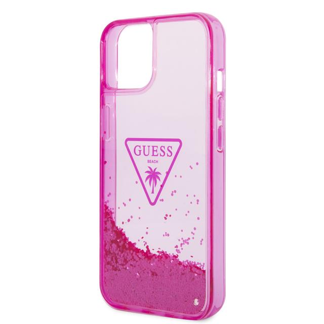 Guess Liquid Glitter Triangle Hard Case for iPhone 14 (6.1") - Translucent Fuschia [ GUHCP14SLFCTPF ] - SW1hZ2U6MTM4MzQ2Ng==