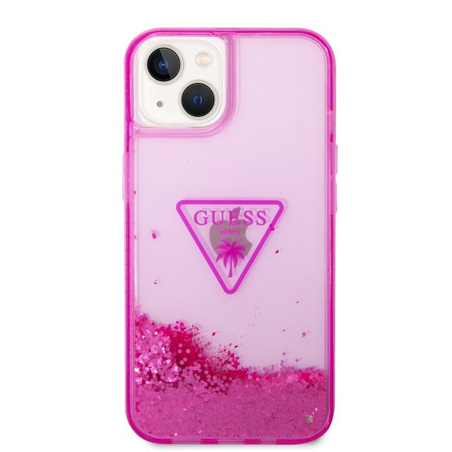 Guess Liquid Glitter Triangle Hard Case for iPhone 14 (6.1") - Translucent Fuschia [ GUHCP14SLFCTPF ] - SW1hZ2U6MTM4MzQ2OA==