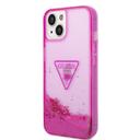 Guess Liquid Glitter Triangle Hard Case for iPhone 14 (6.1") - Translucent Fuschia [ GUHCP14SLFCTPF ] - SW1hZ2U6MTM4MzQ3MA==