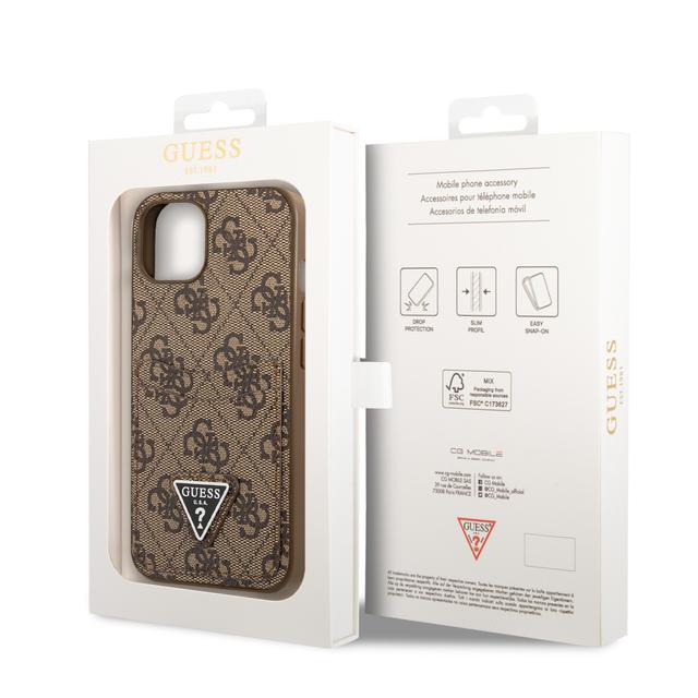 Guess 4G Double Card Triangle Hard Case for iPhone 14 (6.1") - Brown [ GUHCP14SP4TPW ] - SW1hZ2U6MTM4MzEwNw==